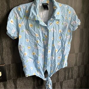 Cinnamoroll button down blouse Sanrio sweet light blue
